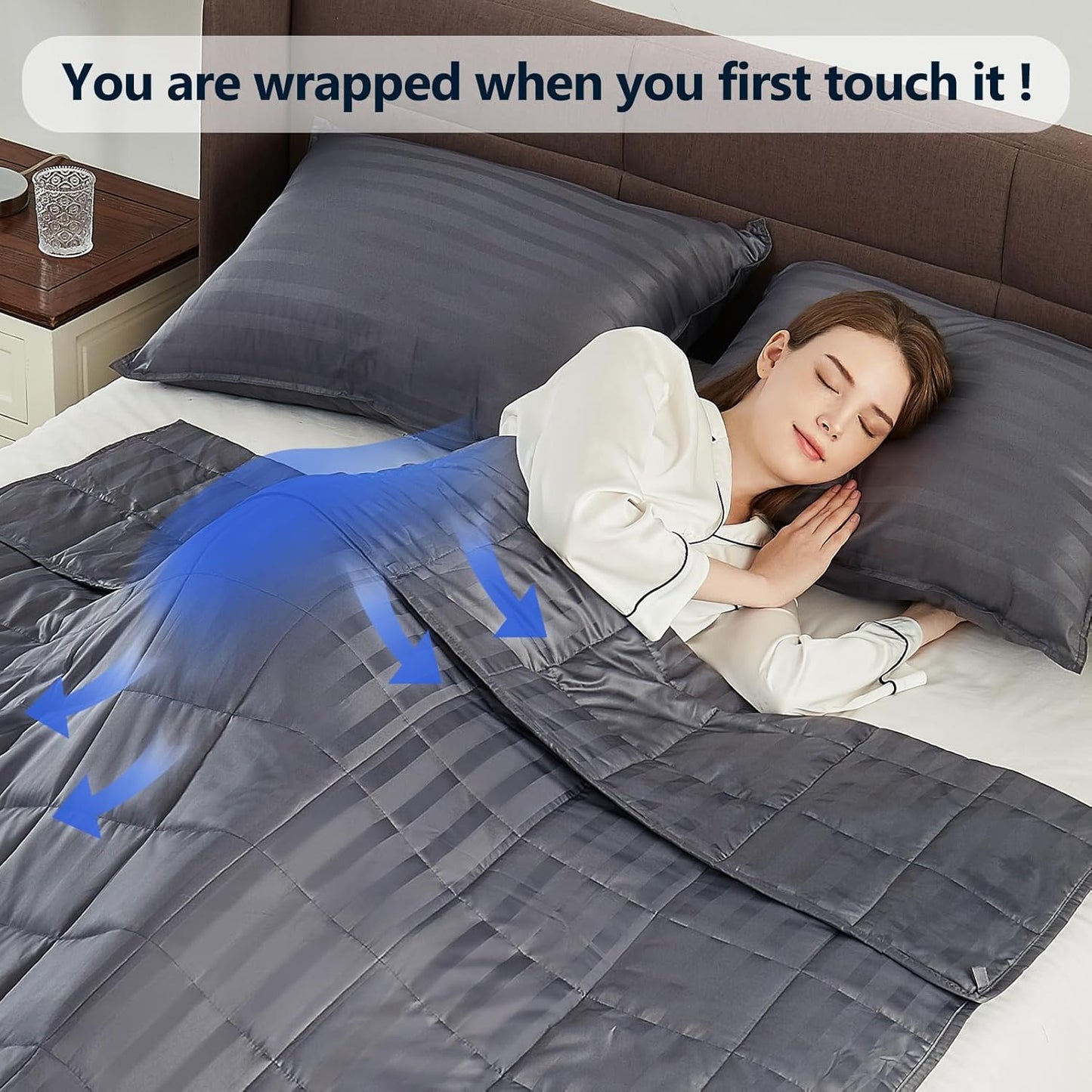 Weighted Blanket Queen/King Size (80"x87" 15lbs),Ultra Soft and Cozy Cooling Weighted Blanket for Adult,Heavy Blanket with Machine Washable Soft Blanket, Stripe Grey