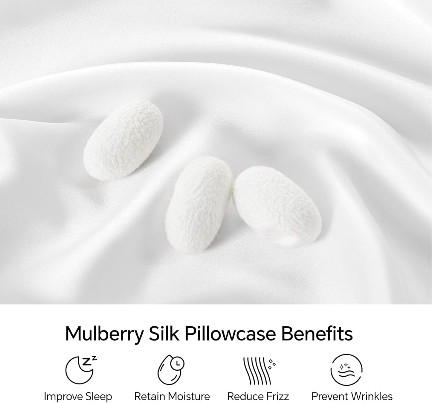 INFIIXSO Mulberry Silk Pillow Case King Size, Silk Pillowcase with Hidden Zipper 20"x36", Extraordinary Smooth and Soft Pillow Cases for Hair and Skin(White, 1 Pack)