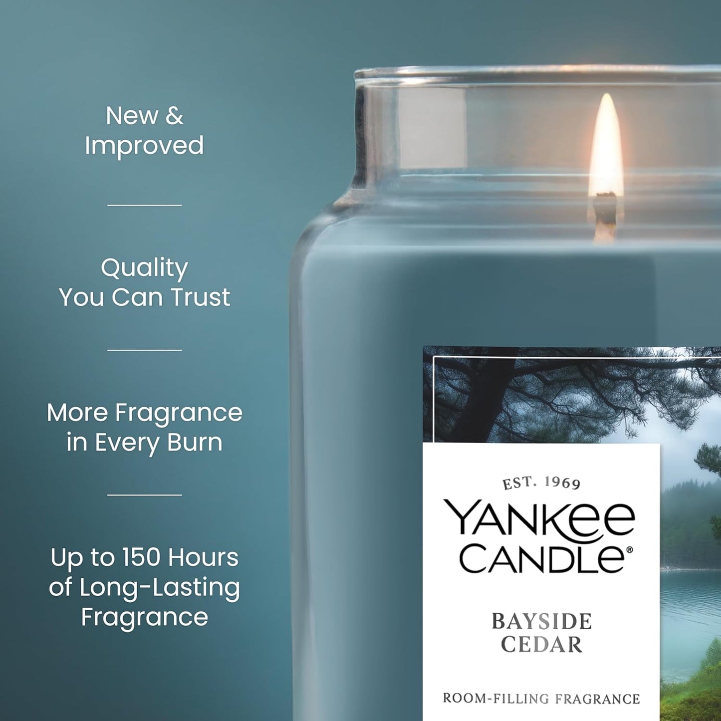 Yankee Candle Bayside Cedar Scented Candle, 22oz Large Jar with up to 150 Hour Burn Time, Giftable