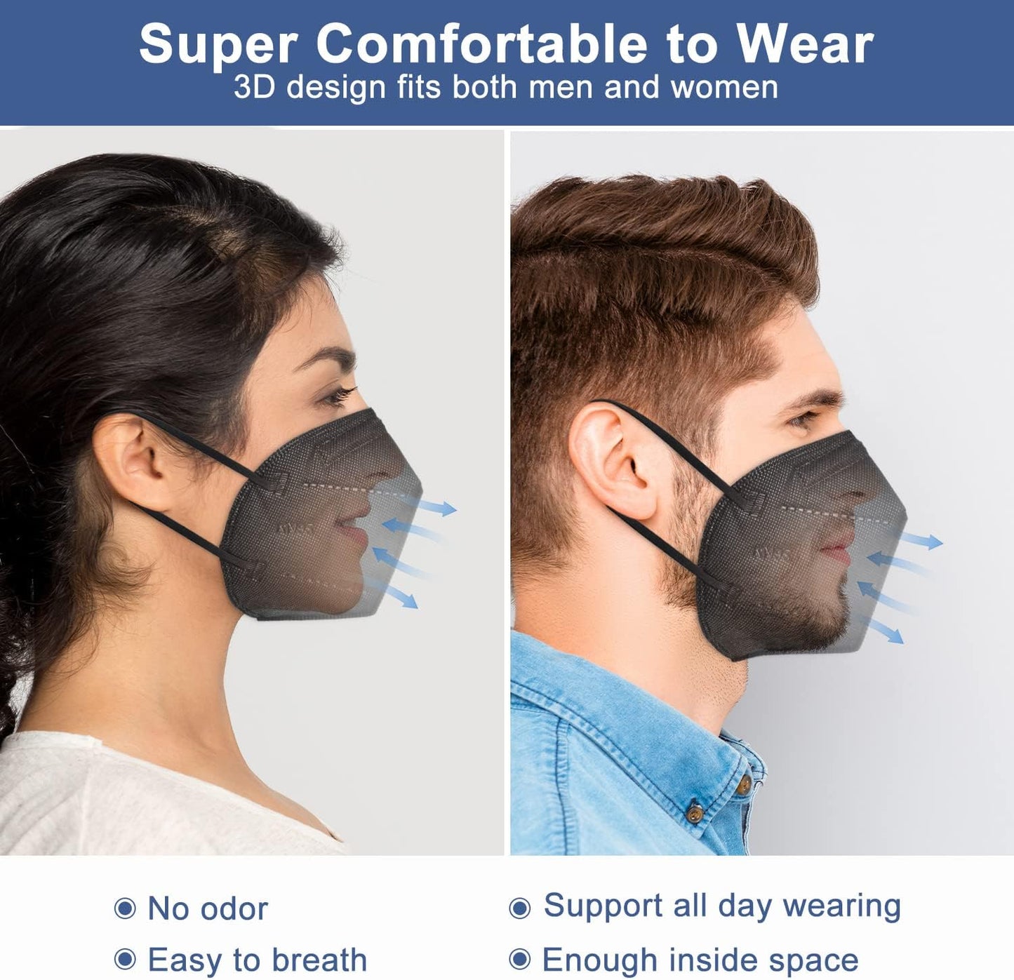 BLScode KN95 Face Mask 60 Pack,Individually Wrapped 5-Layer face Masks,Filter Efficiency≥95%