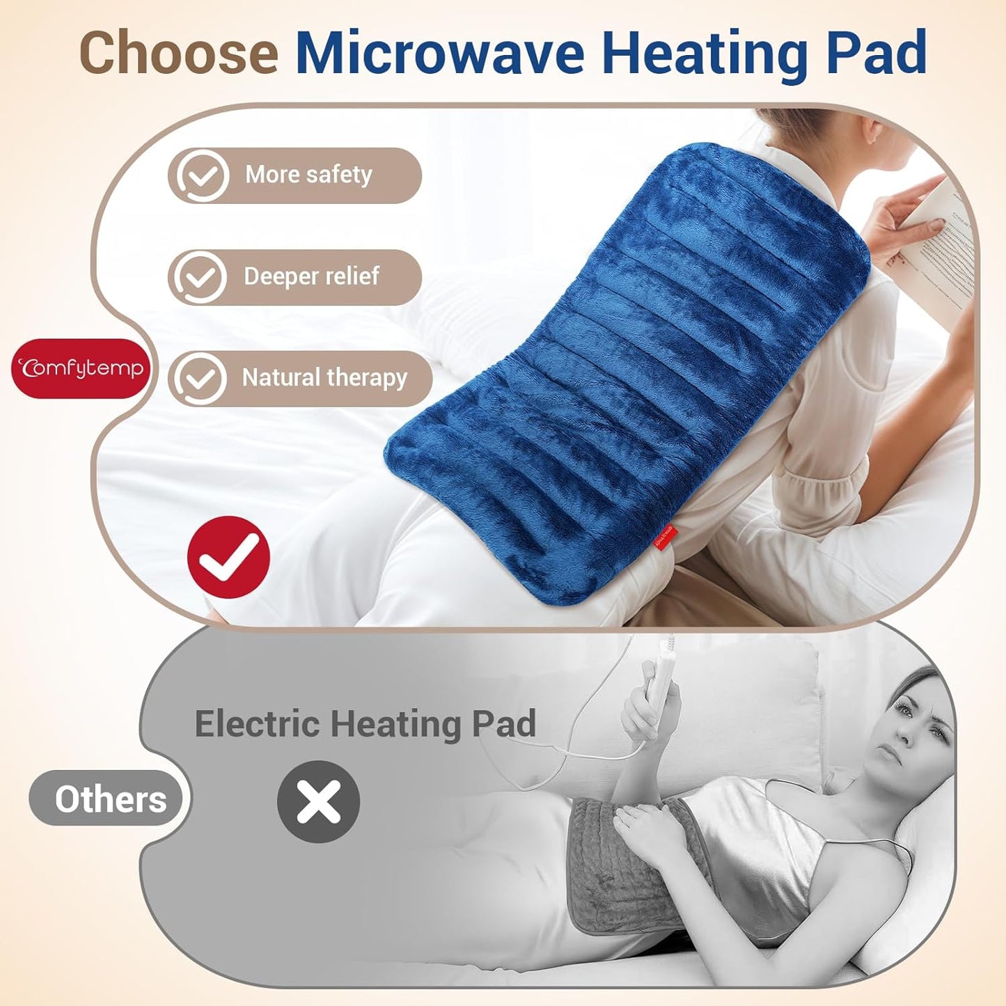 Comfytemp Large Microwave Heating Pad for Back, Neck Shoulders, FSA Eligible HSA Store, 12"x22" 3.6LB Microwavable Moist Heating Pads for Period Cramps, Warm Compress Christmas Gifts for Women Elderly