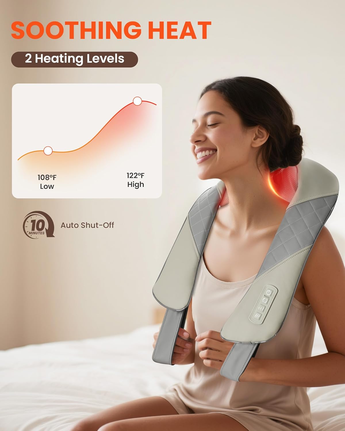 Cordless Neck Massager with Heat, Deep Kneading Neck Shoulder Massager for Pain, Shiatsu Back Massager Pillow, Gifts for Men, Women