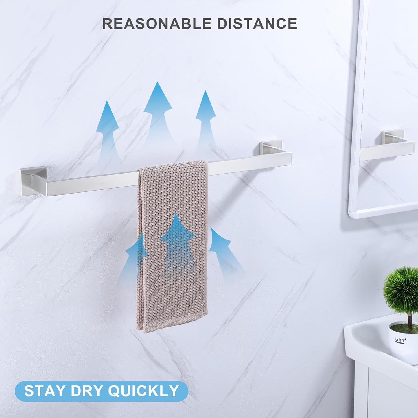 LANC 20-Inche Hand Towel Bars for Bathroom Wall Mounted 40-CM Brushed Nickel Bath Towel Racks Total-22” Towel Rods Stainless Steel Towel Rails for Toilet Towel Holder Towel Hanger, A8804BN-5P1