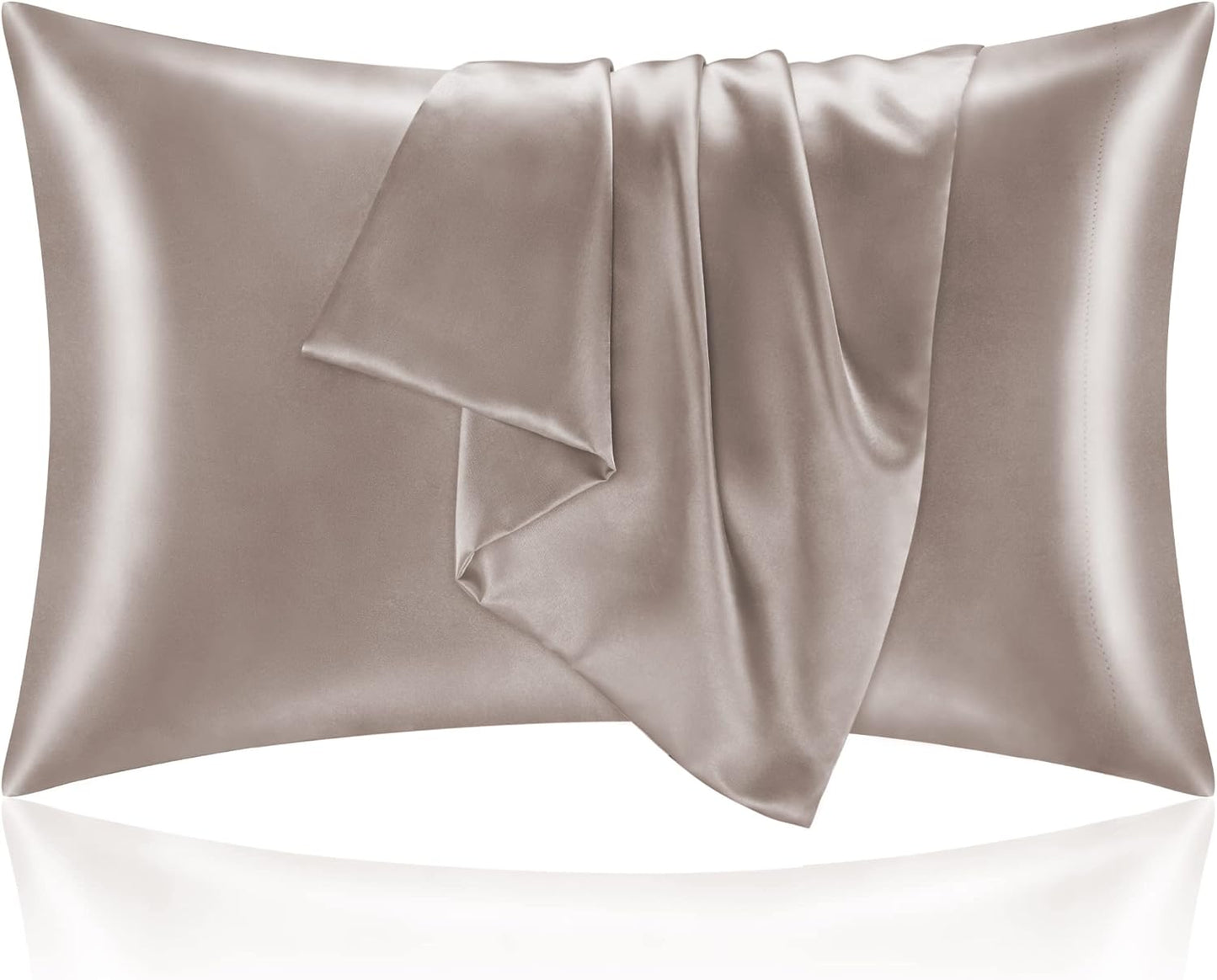 BEDELITE Satin Pillowcase for Hair and Skin, Super Soft and Cooling Similar to Silk Pillow Cases 2 Pack with Envelope Closure, Gift for Women Men(20"x30" Queen Size, Rose Taupe)