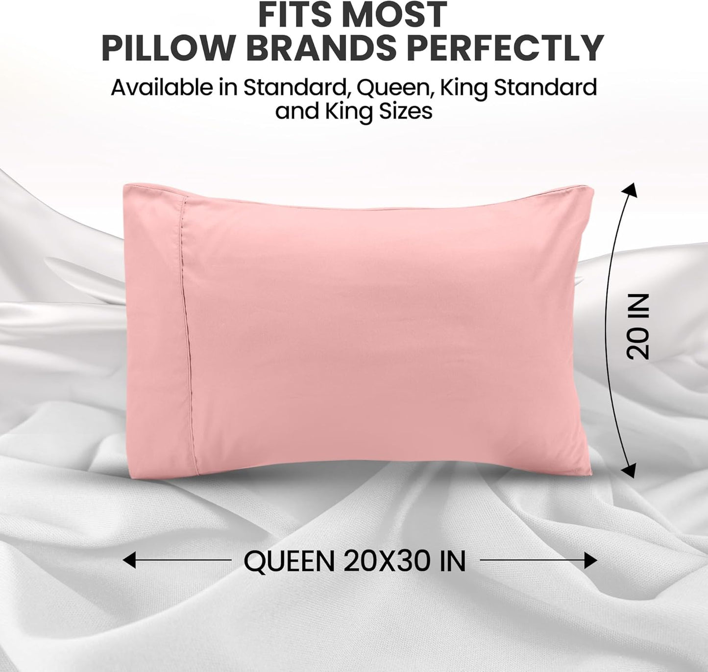 Pillow Covers by Utopia Bedding - Queen Size 2-Pack – Soft Brushed Microfiber – Perfect for Hospitals, Hotels, Guest Rooms – Oeko-TEX Certified, 20x30 Inches (Pink)