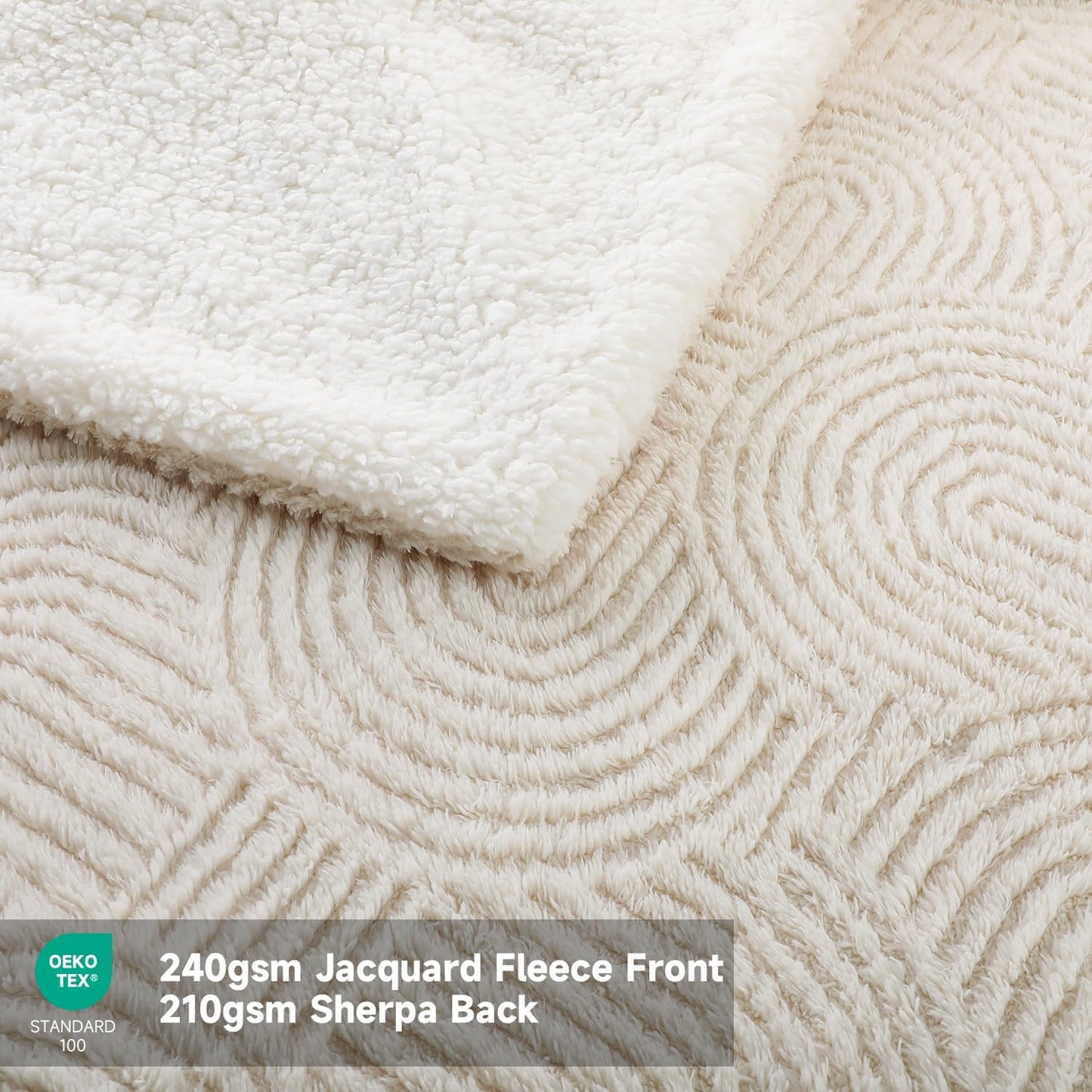 Heated Blanket Queen Size - 84"x90" Cozy Soft Jacquard Heating Blanket with 4 Heat Levels & 10 Hours Auto-Off, Jacquard Fleece, Overheating Protection, Warm Gifts, Cream