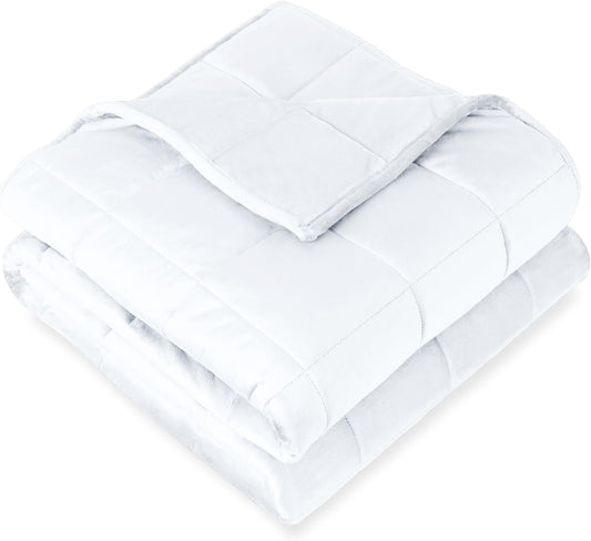 Bare Home Weighted Blanket King Size 25lb (80" x 87") for Adults - Minky Fleece - Premium Heavy Blanket Nontoxic Glass Beads (White, 80"x87")