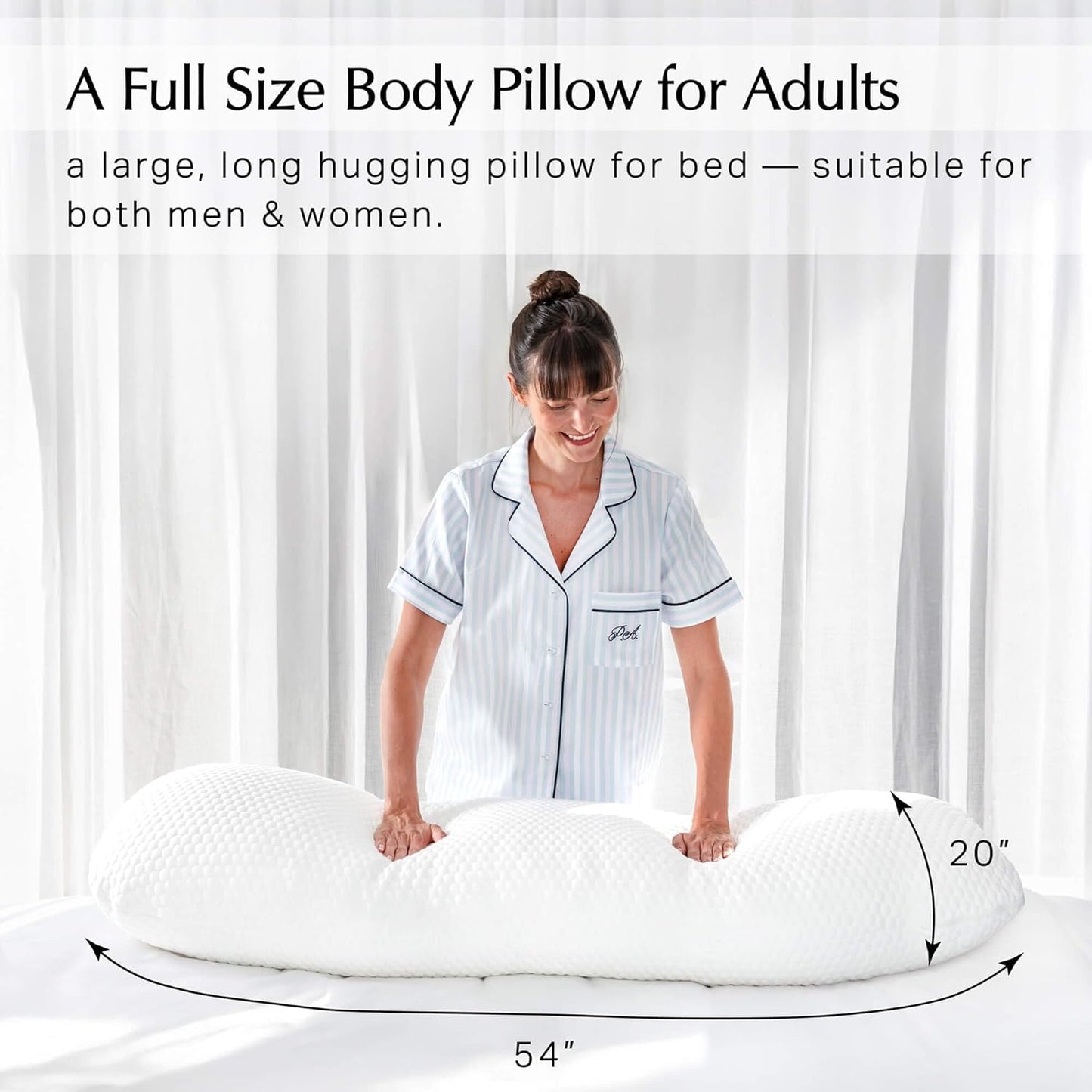 Aricove Body Pillow for Adults, Side Sleeper Pillow for Bed, Full Body Support in Long & Large Size, Tencel Lyocell Cover, Firm Memory Foam & Soft Microfiber, 20x54 inch, Machine Washable