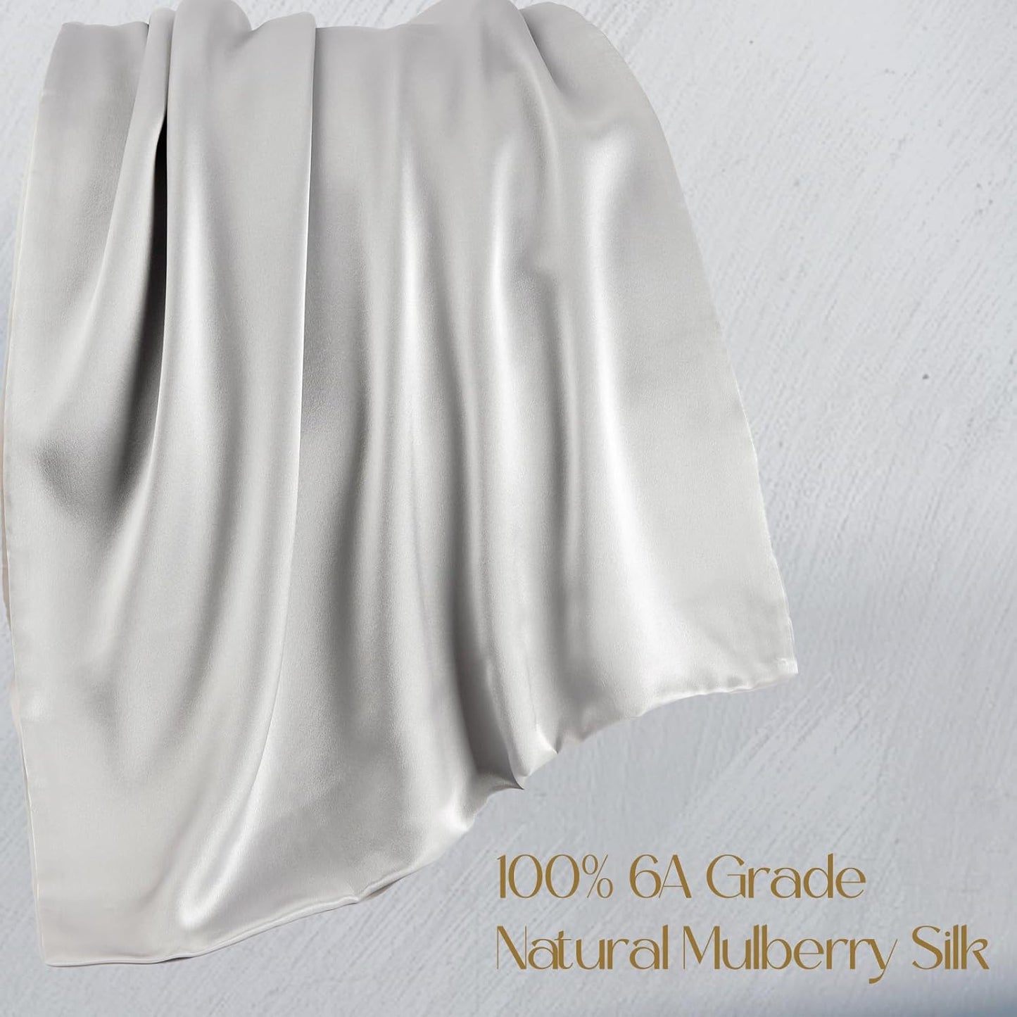 ZIMASILK 100% Pure Mulberry Silk Pillowcase for Hair and Skin Health,Soft and Smooth,Both Sides Premium Grade 6A Silk,600 Thread Count,with Hidden Zipper,1pc (King 20''x36'',Light Grey)