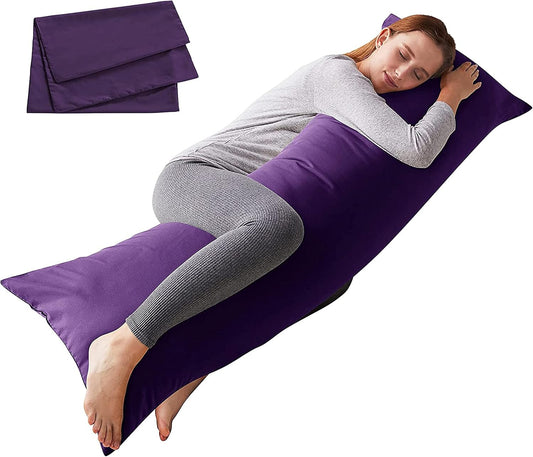 ELNIDO QUEEN Body Pillow with Pillowcase - Soft Long Bed Pillow for Adults -v Breathable Full Body Pillow Insert for Sleeping, 20x54inches, Purple