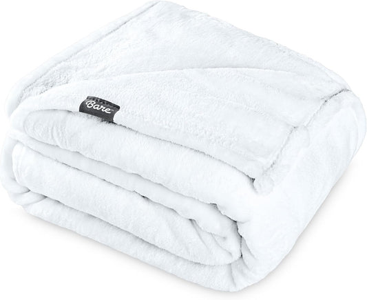 Bare Home Fleece Blanket - Throw Extra Long - Ultra-Soft Lightweight for Bed, Sofa, and Couch - Luxury Microplush - Cozy Warm Blanket (Throw XL, White)