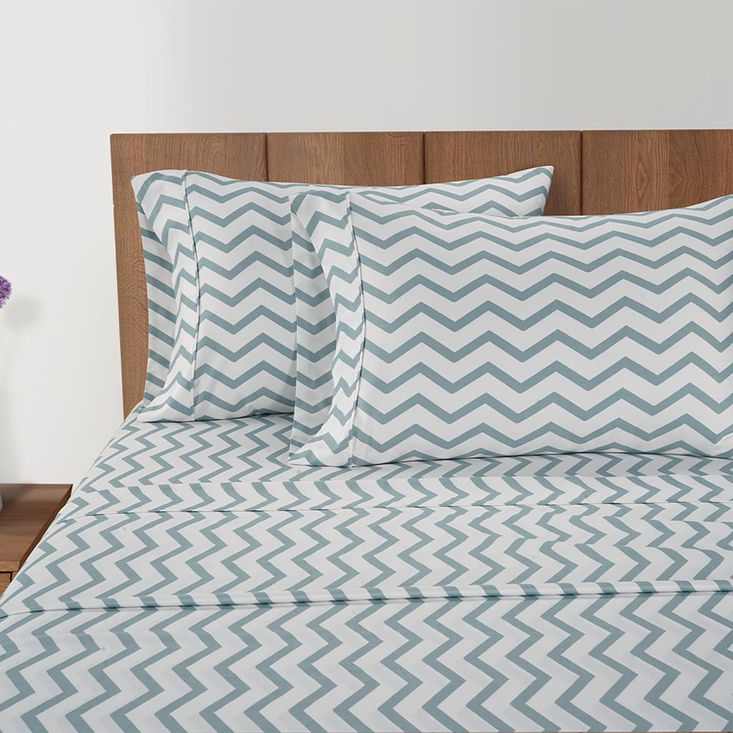 LANE LINEN Twin XL Sheets for Adjustable Bed Split King – 450 Thread Count 100% Cotton Bedsheets, Soft & Breathable Sateen Sheets, 15” Deep Pocket Fitted Sheet, Premium Hotel Quality, Chevron