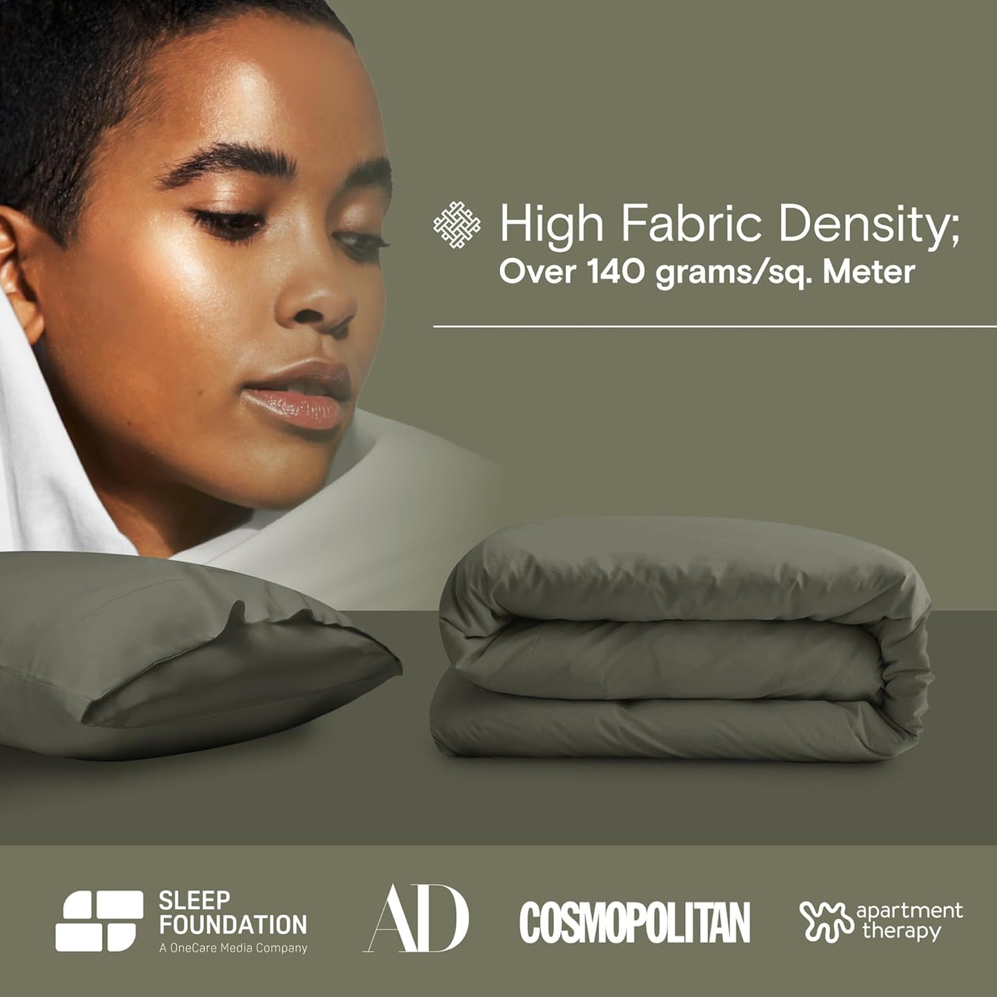 DOZ Duvet Cover Set, 100% Viscose derived from Bamboo, Organically Grown, Buttery Soft, Cooling Duvet Covers, High GSM, 1 Duvet Cover and 1 Pillowcase, 70"x90" (Olive, Twin/Twin XL)
