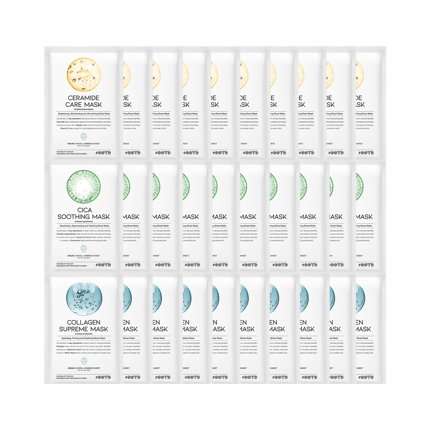 OOTD Hydrating Soothing Sheet Masks Gift Set for Skincare, Korean