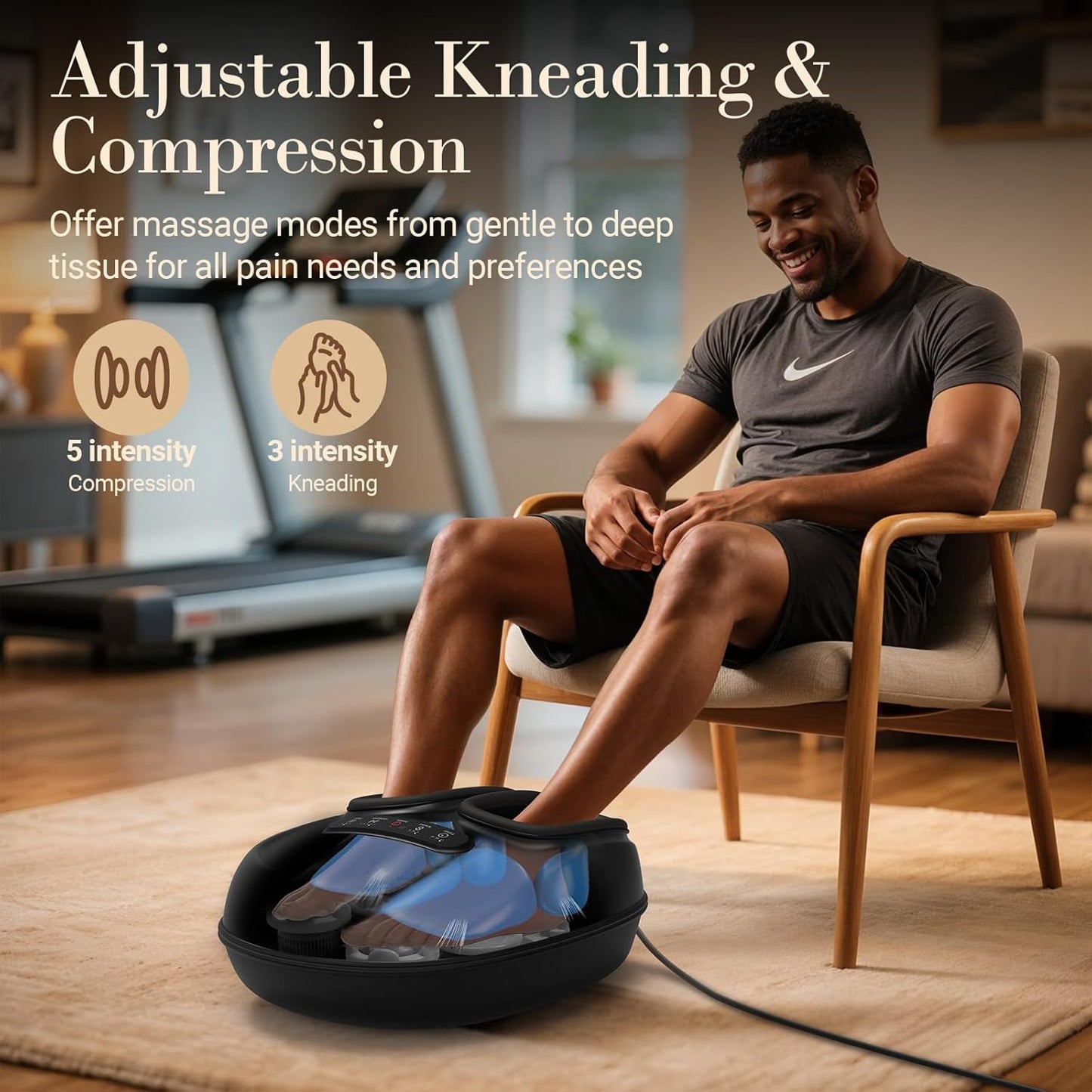 Foot Massager with Heat, Shiatsu Feet Massager for Plantar Fasciitis Relief, Adjustable Kneading and Compression Foot Massage Machine for Neuropathy Pain, Fits Up to 13"