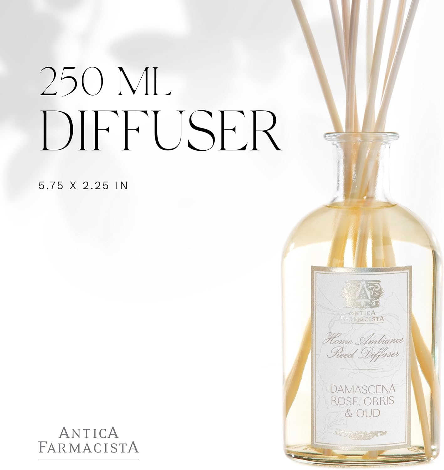 Antica Farmacista Home Ambiance Diffuser - Long-Lasting Reed Scent Diffuser - Luxury Room Freshener Gift - Sandalwood Amber, 8.45 fl oz