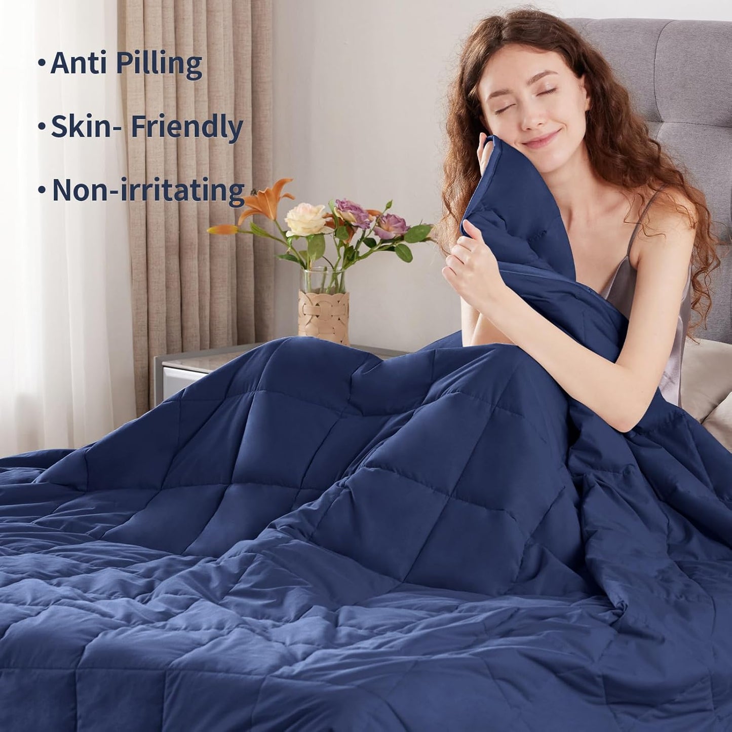 Weighted Blanket Kids(36"x48" 5lbs),Ultra Soft and Cozy Cooling Weighted Blanket Kids,Heavy Blanket with Machine Washable Soft Blanket, Blue