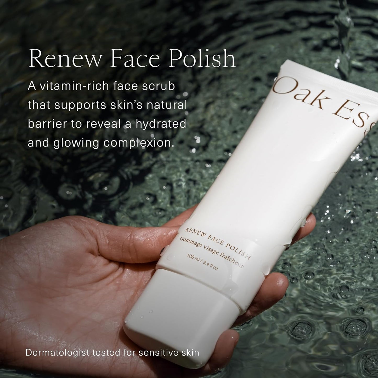 Oak Essentials Renew Face Polish | Gentle Exfoliating Face Scrub with Pineapple Extract, Vitamin C & Polishing Beads, 3.4 Oz