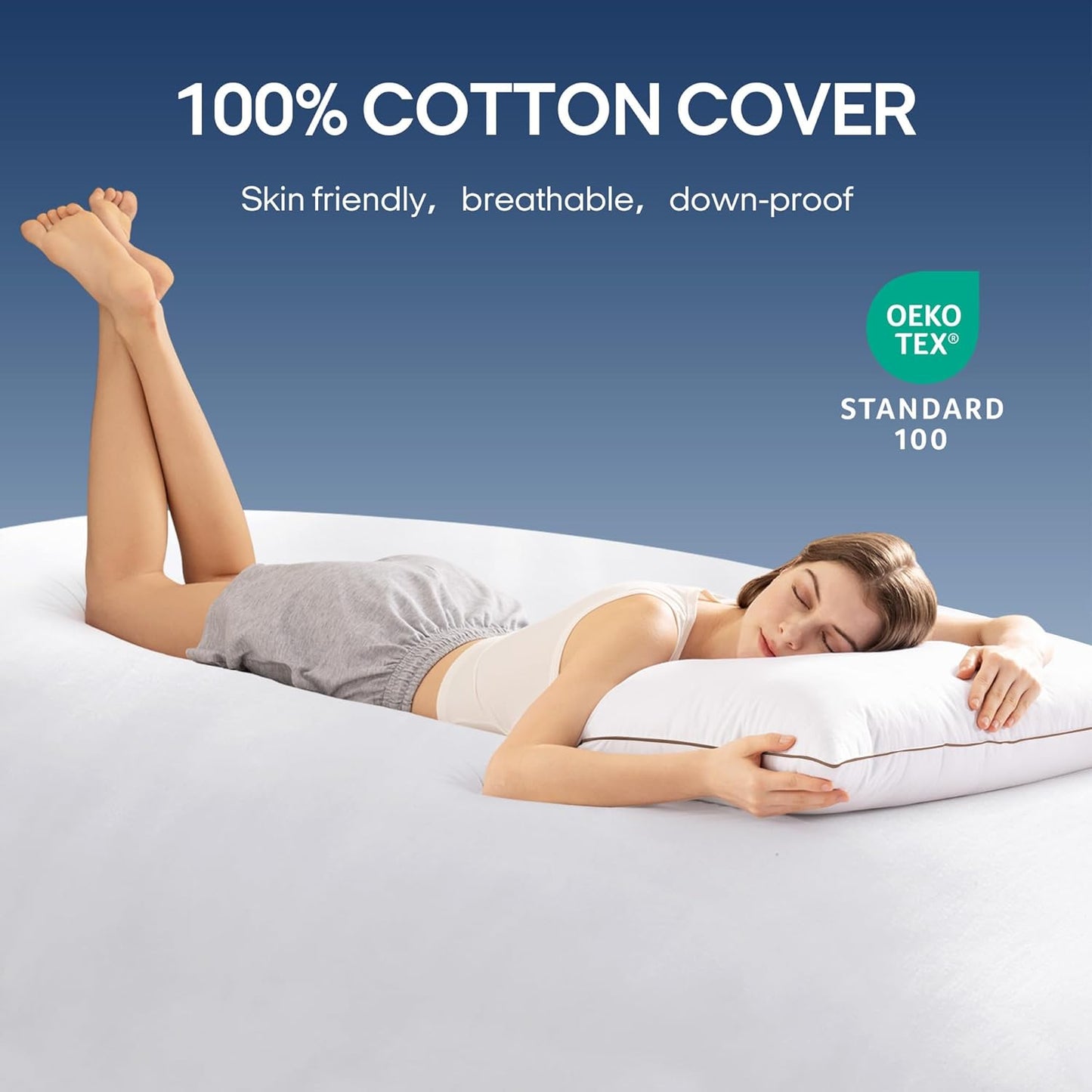 puredown® Goose Feathers and Down Pillows, Premium Medium to Firm Bed Pillows for Sleeping, Luxury Pillows with 100% Cotton Cover, 2 Pack, King Size, 20x36 Inches