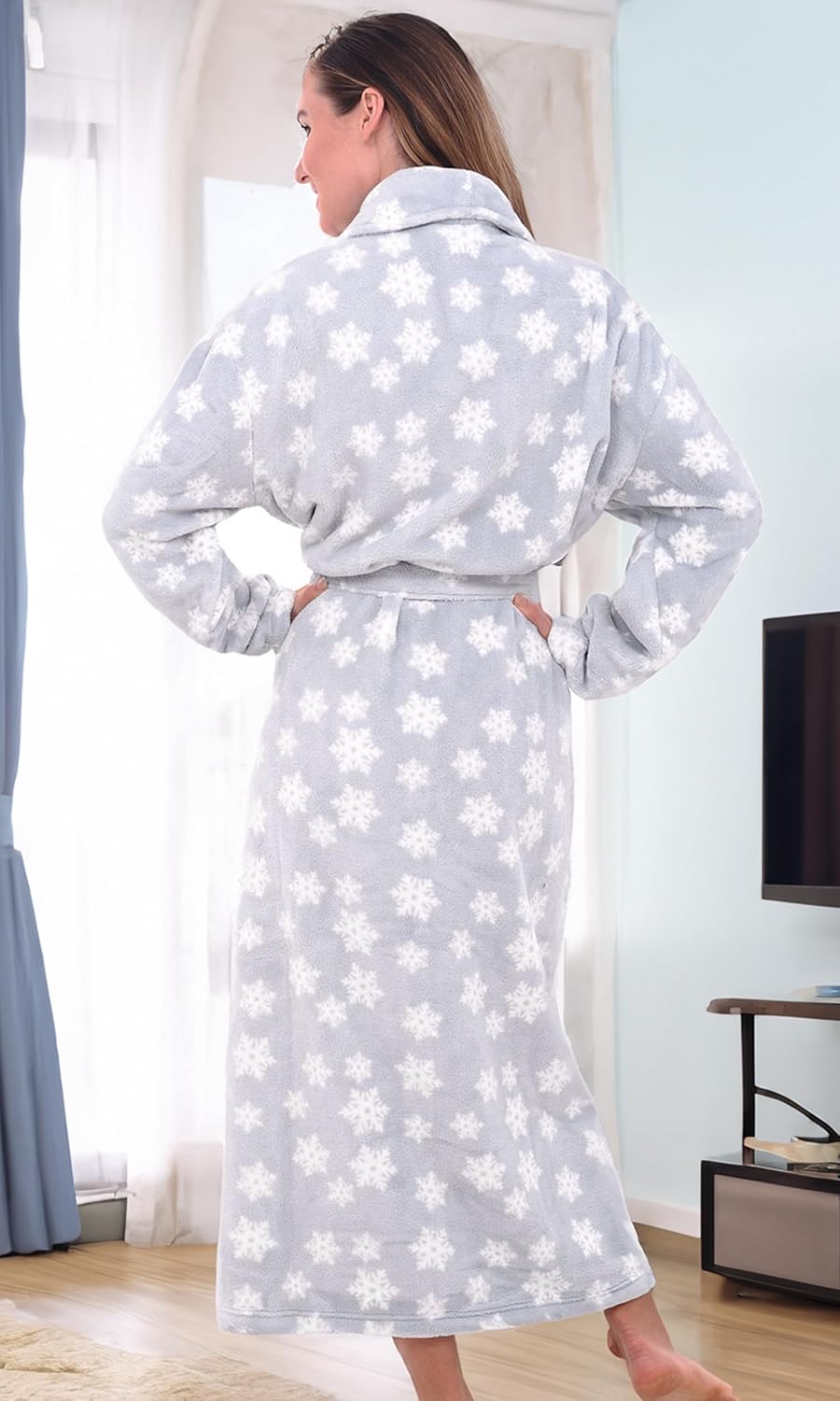 Alexander Del Rossa Plush Robe for Women, Long Fleece Winter Bath Robe, Plus Size