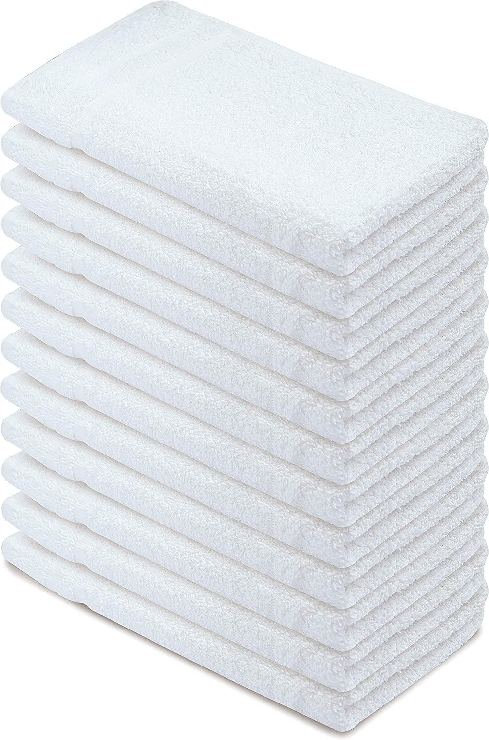Basic Hand Towels 16x26 Inches – Bulk Pack of 96 – White Color – Soft and Absorbent Multipurpose Cotton Towels for Bathroom, Spa, Gym, Salon, Hotel, and Everyday Use