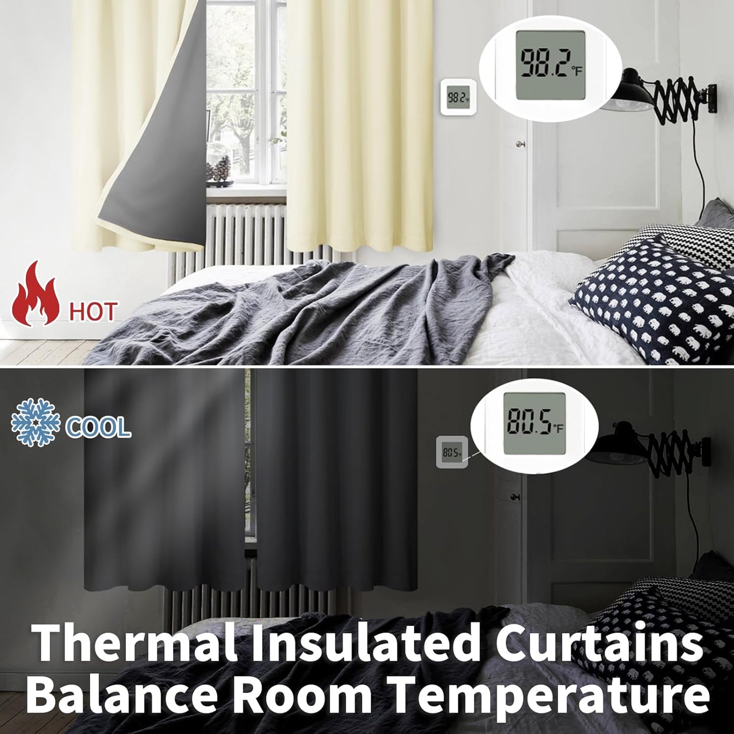 BGment 100% Blackout Curtains for Bedroom 84 Inch Length, Full Room Darkening Thermal Insulated and Noise Reducing Rod Pocket Bedroom Curtain, Each 52 Inch Wide, Cream
