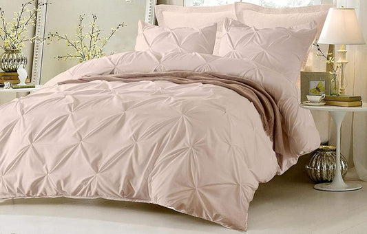 Egyptian Cotton Duvet Cover Queen Size Pinch Pleated 800 Thread Count Full Size Quilt Cover, Silky Soft with Hidden Zipper Closure and 7 Corner Ties 100% Egyptian Cotton Duvet Cover 1 Piece (Blush)