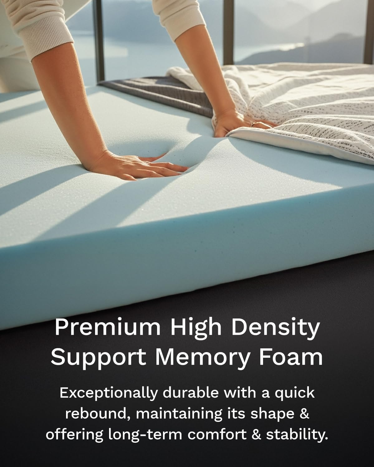 ViscoSoft 4 Inch Memory Foam Mattress Topper Twin XL - Select High Density Extra Long Ventilated Mattress Pad - Removable Bamboo-Rayon Cover
