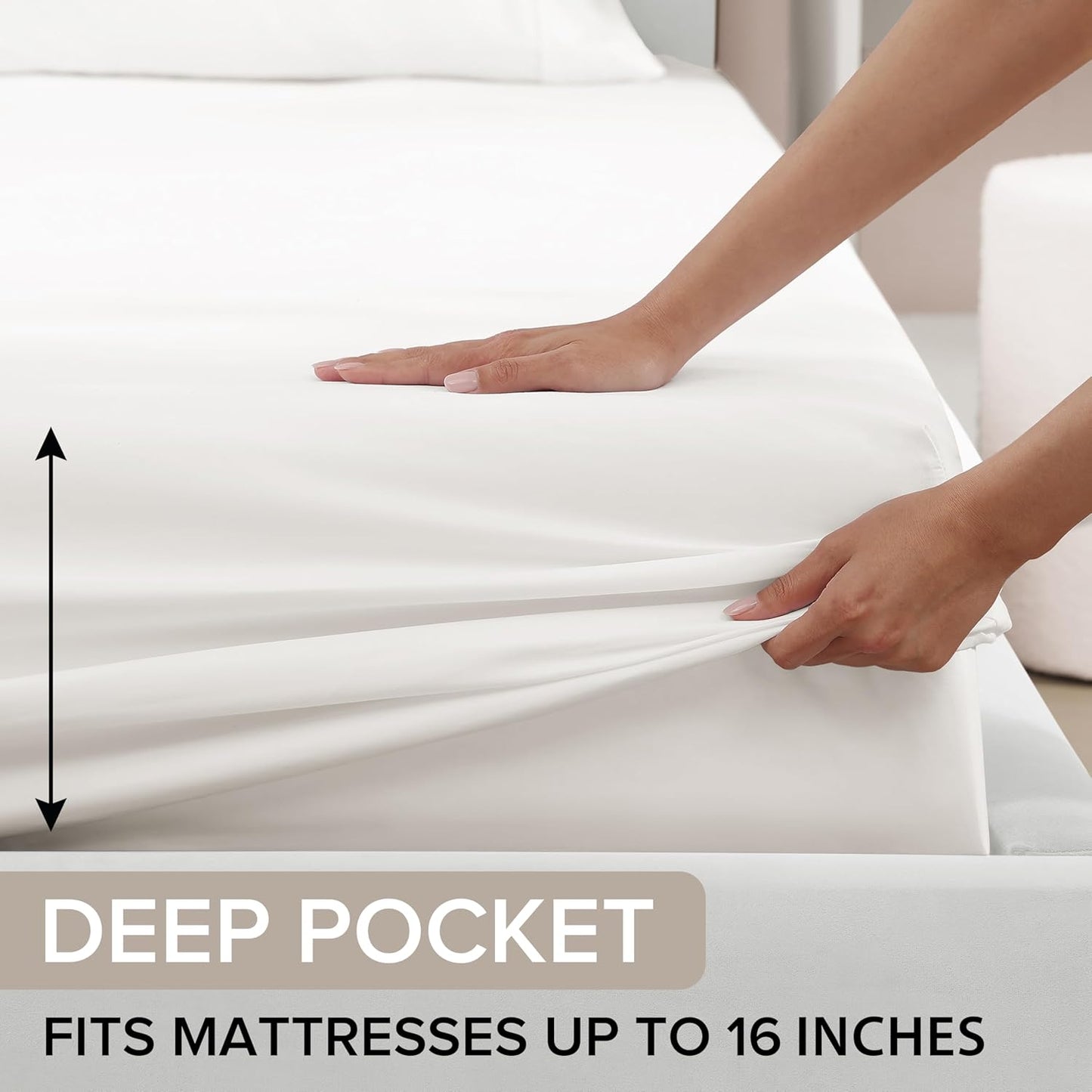UGG Full XL Sheet Set 4-Piece Luxury Cooling Sheets Deep Pockets Premium Bedding with 2 Pillow Shams Machine Washable, for Dorm Essentials & College Bedding, Full XL, White (Hedi)