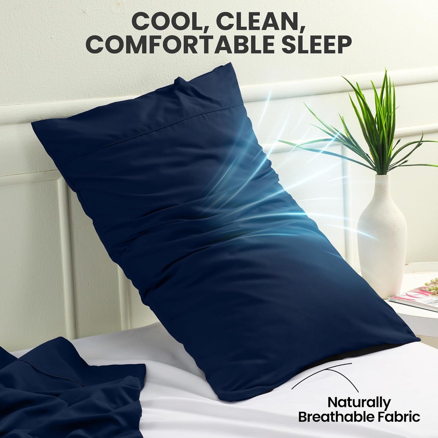Pillow Covers by Utopia Bedding - Standard Size 2-Pack – Soft Brushed Microfiber – Perfect for Hospitals, Hotels, Guest Rooms – Oeko-TEX Certified, 20x26 Inches (Navy)