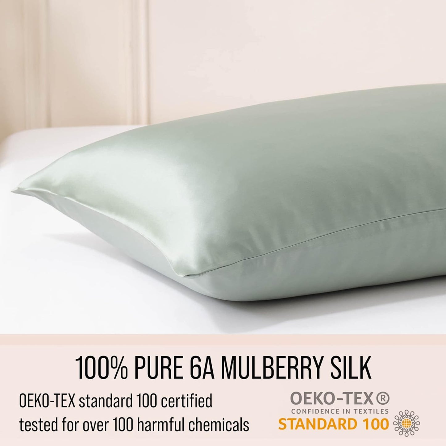 Bella Coterie Luxury Silk Pillowcase for Hair and Skin | 30 Momme | 100% Pure 6A Mulberry Silk | Super Soft | Perfectly Plush [Queen, Sage Green]
