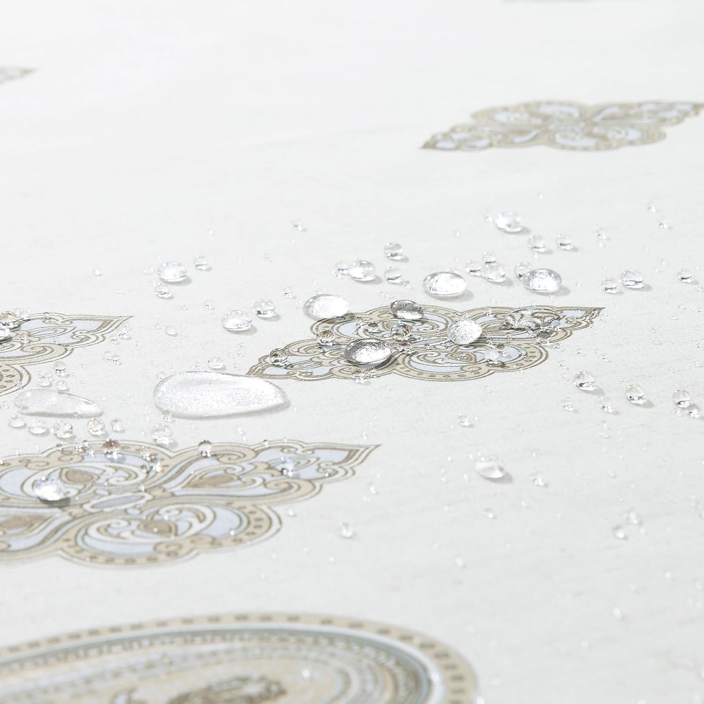 Fabric Shower Curtain 78 Inches Long, Ivory Taupe Blue Moroccan Paisley Pattern Shower Curtains for Bathroom, 72" W x 78" H