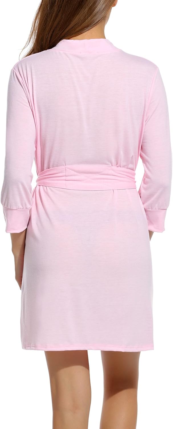 HOTOUCH Womens Robe Lightweight Short Knit Bathrobe Soft Ladies Sleepwear with Pockets