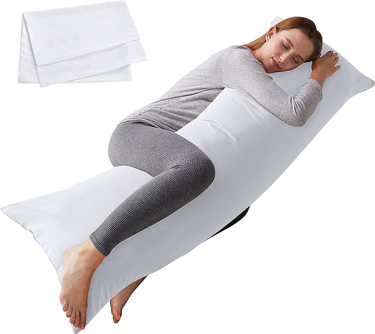 ELNIDO QUEEN Body Pillow with Pillowcase - Soft Long Bed Pillow for Adults - Breathable Full Body Pillow Insert for Sleeping, 20x54inches - White