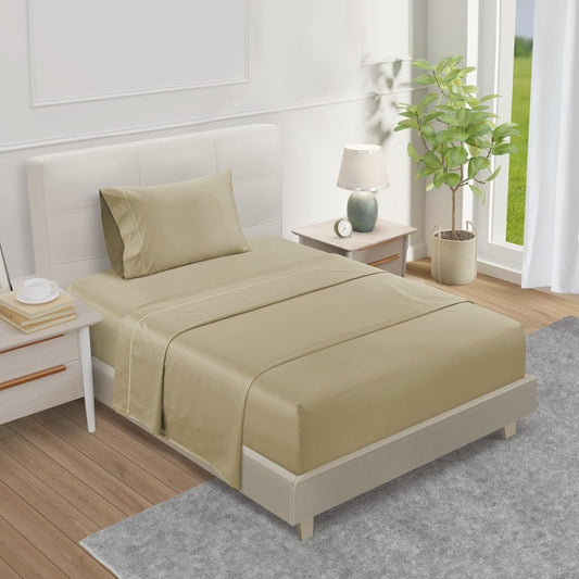 800TC 100% Egyptian Cotton Twin Size Sheets Set, Twin Bed Sheets Luxury Hotel Collection Fully Elasticated Sheet & Pillowcase Sets, Machine Washable No Pill Fade Resistant-Linen