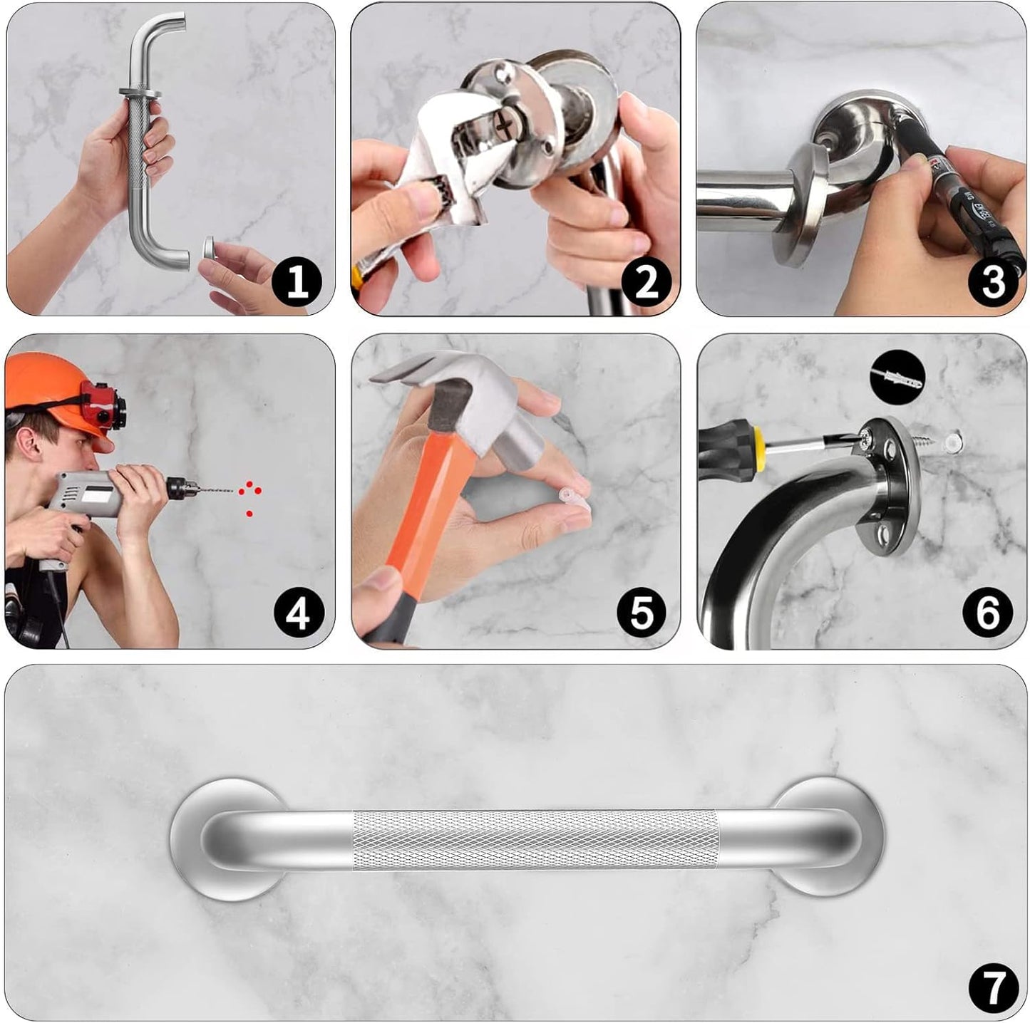 2 Pack 12 Inch Grab Bars for Bathtubs and Showers, Anti Slip Shower Grab Bars Stainless Steel Shower Handle Toilet Handicap Elderly Senior Assist Bathroom Saft Handle