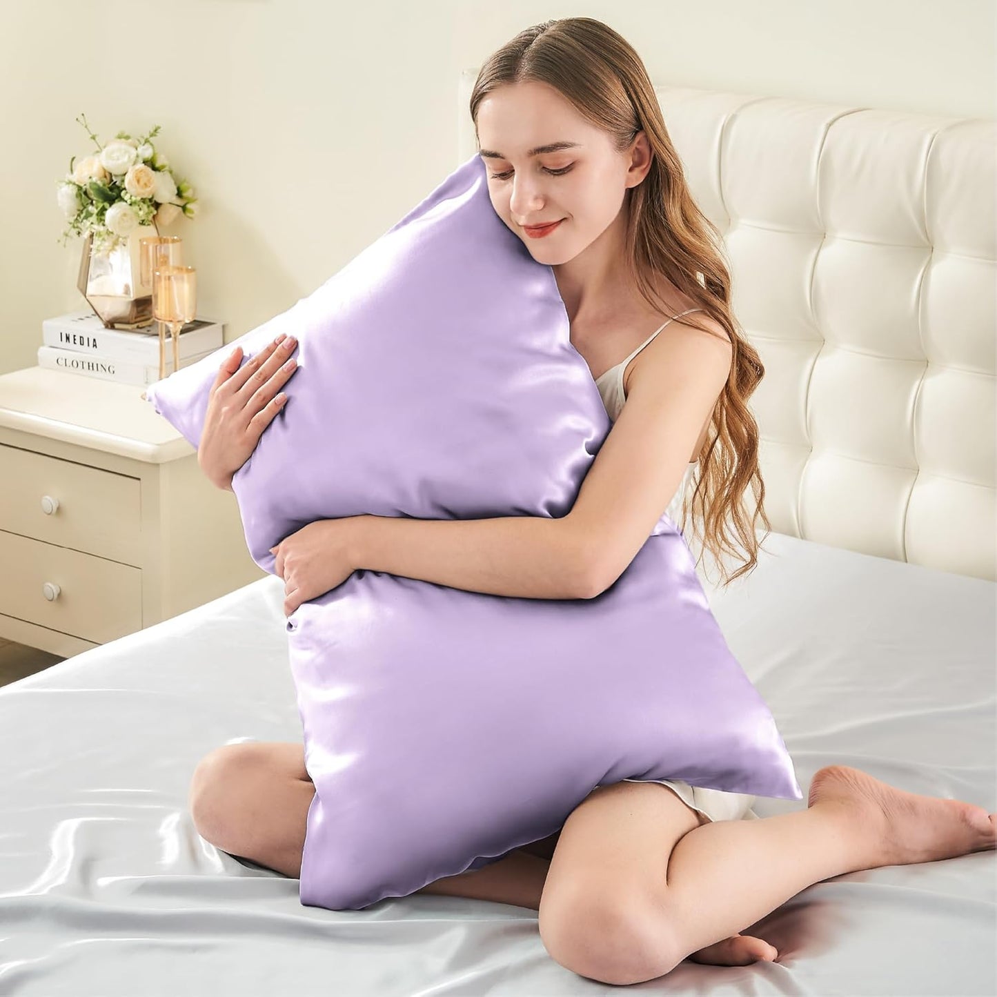 INFIIXSO Mulberry Silk Pillowcase for Hair and Skin, Silk Pillow Cases Queen Size with Hidden Zipper 20x30 Inches, Extraordinary Smooth and Soft Cooling Pillow Cases for Hot Sleepers(Lavender, 1 Pack)