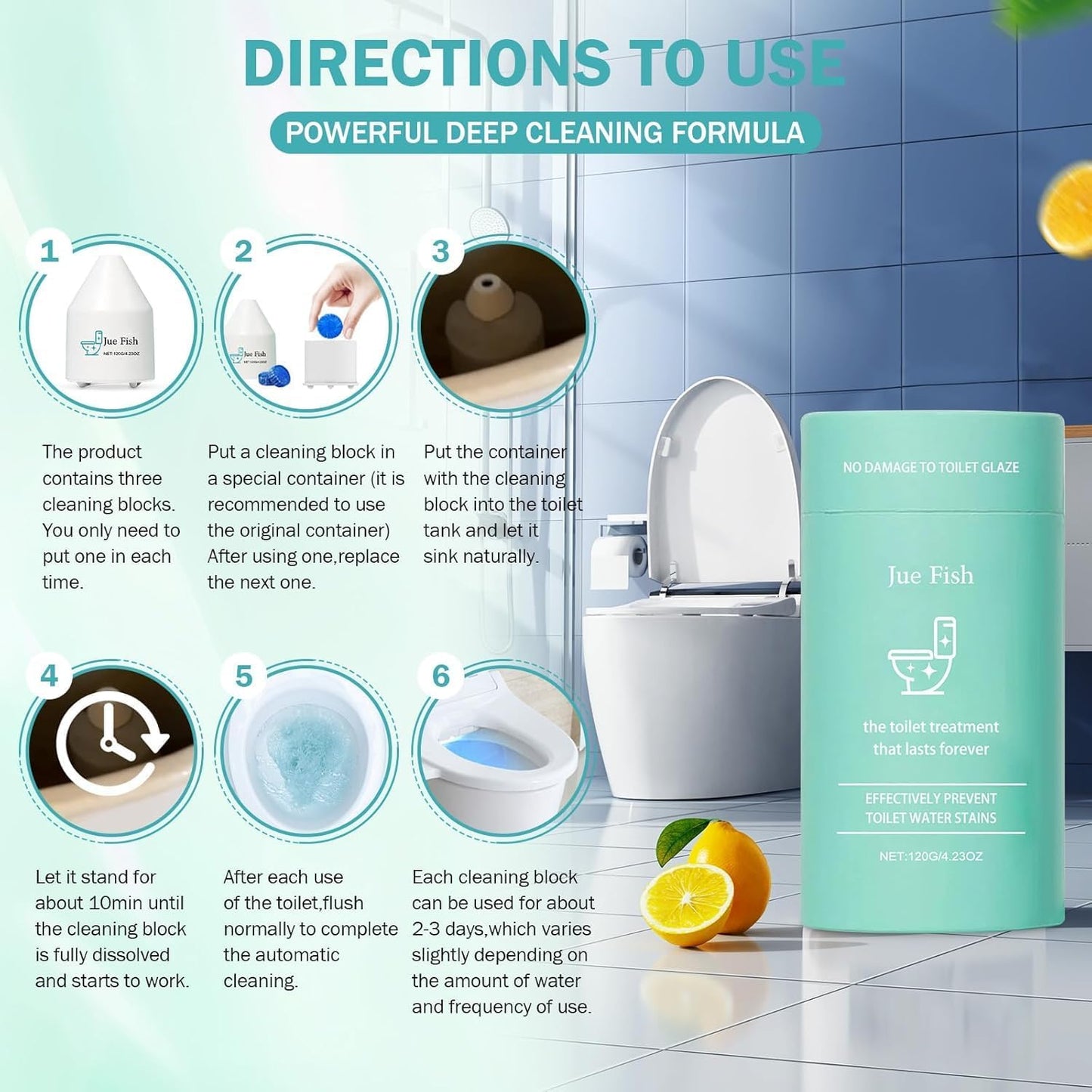 Toilet Cleaner, Automatic Toilet Cleaner for Continuous Cleaning, Long-Lasting, No-Scrub Action – Helps Reduce Hard Water Stains & Odor in the Bowl