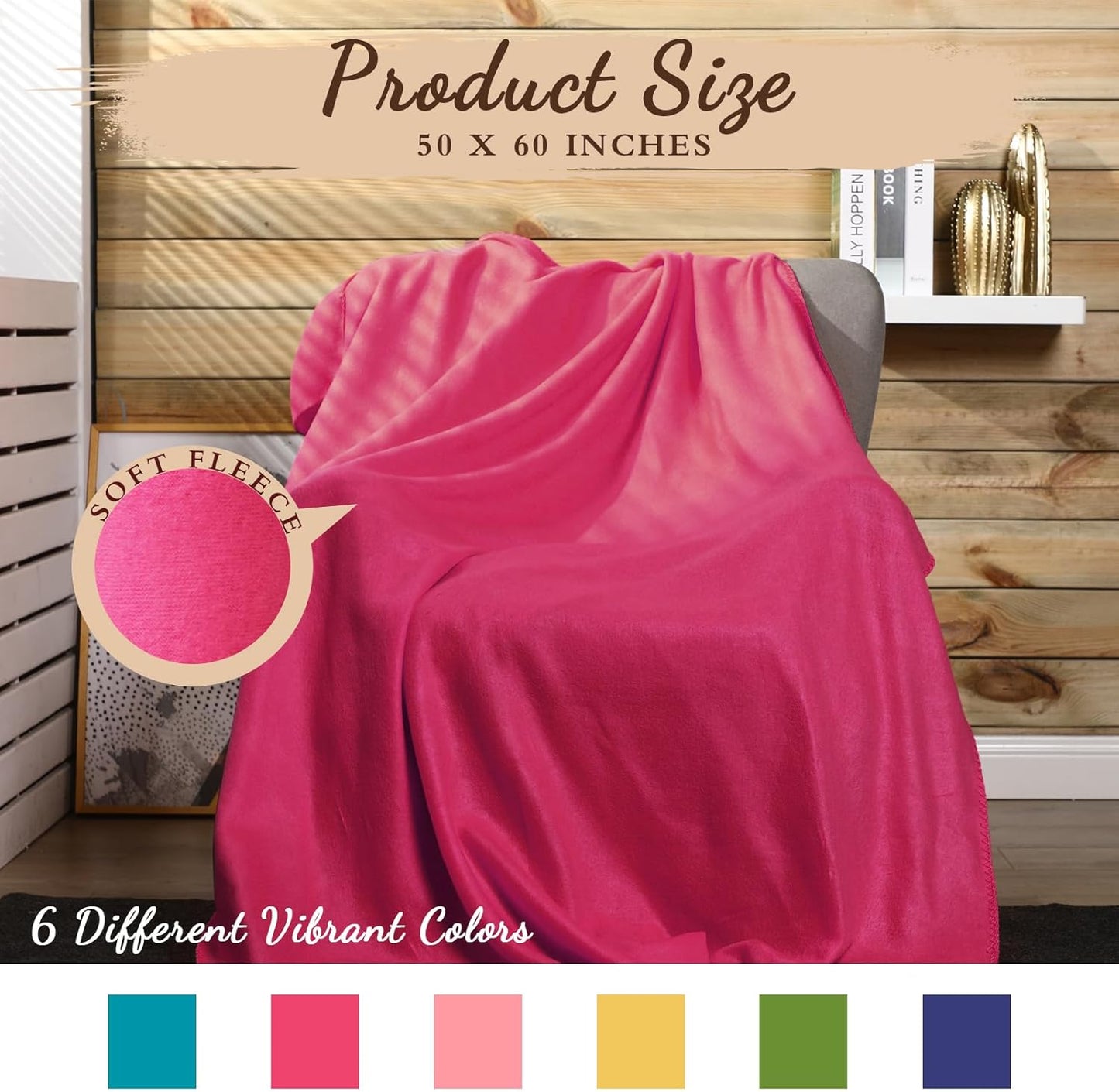 24 Packs Fleece Throw Blanket Soft Warm Lightweight Fleece Blanket Cozy Throw Bulk for Bed Couch Sofa Home Office Wedding Gifts Suitable for Seasons, 50 x 60 Inches(Fresh Color)