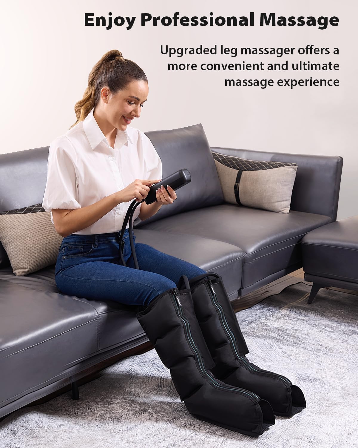 CINCOM Leg Massager for Circulation and Pain Relief, Air Compression Massager for Foot and Leg Helpful for Lymphedema Edema Restless and Relaxation Birthday Gift for Women Men