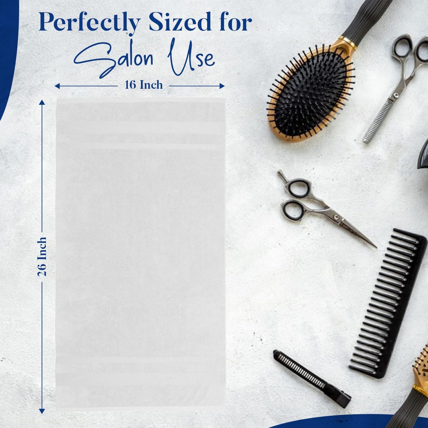 DAN RIVER 100% Cotton Salon Towels Set – 16x26 inches, Pack of 24, Highly Absorbent and Quick-Dry Towels for Hand, Salon, Spa, Beauty, Gyms and Home Hair Care, White
