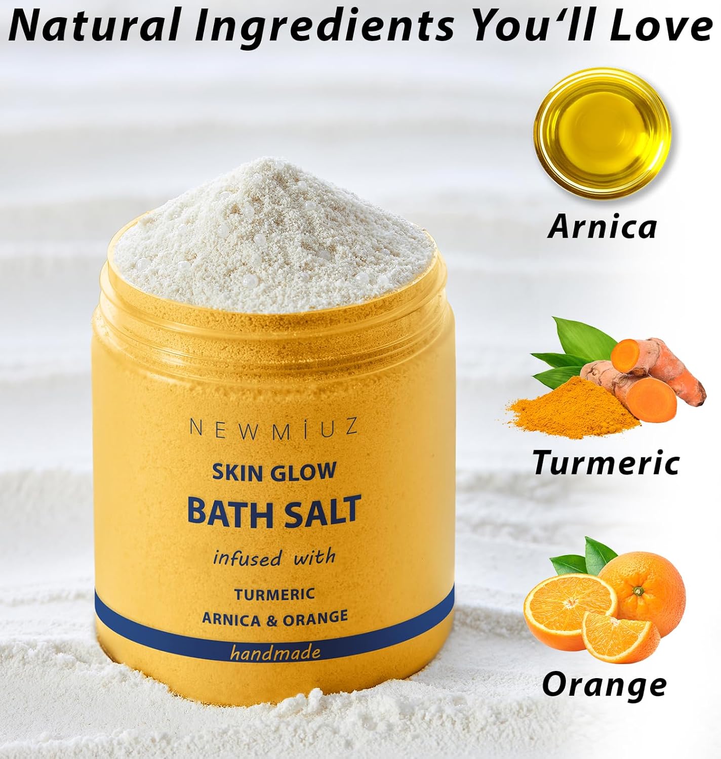 Natural Detox Bath Salt Soak Magnesium Epsom Salt Vitamin C Moisturize Skin Turmeric Orange Arnica Essential Oil Relaxation Stress Relief Gift Women
