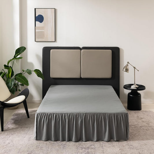 Bed Skirt Twin Size Ruffled Bed Skirt with Split Corners, 16 Inch Drop Dust Ruffle Bed Skirts with Platform,Grey