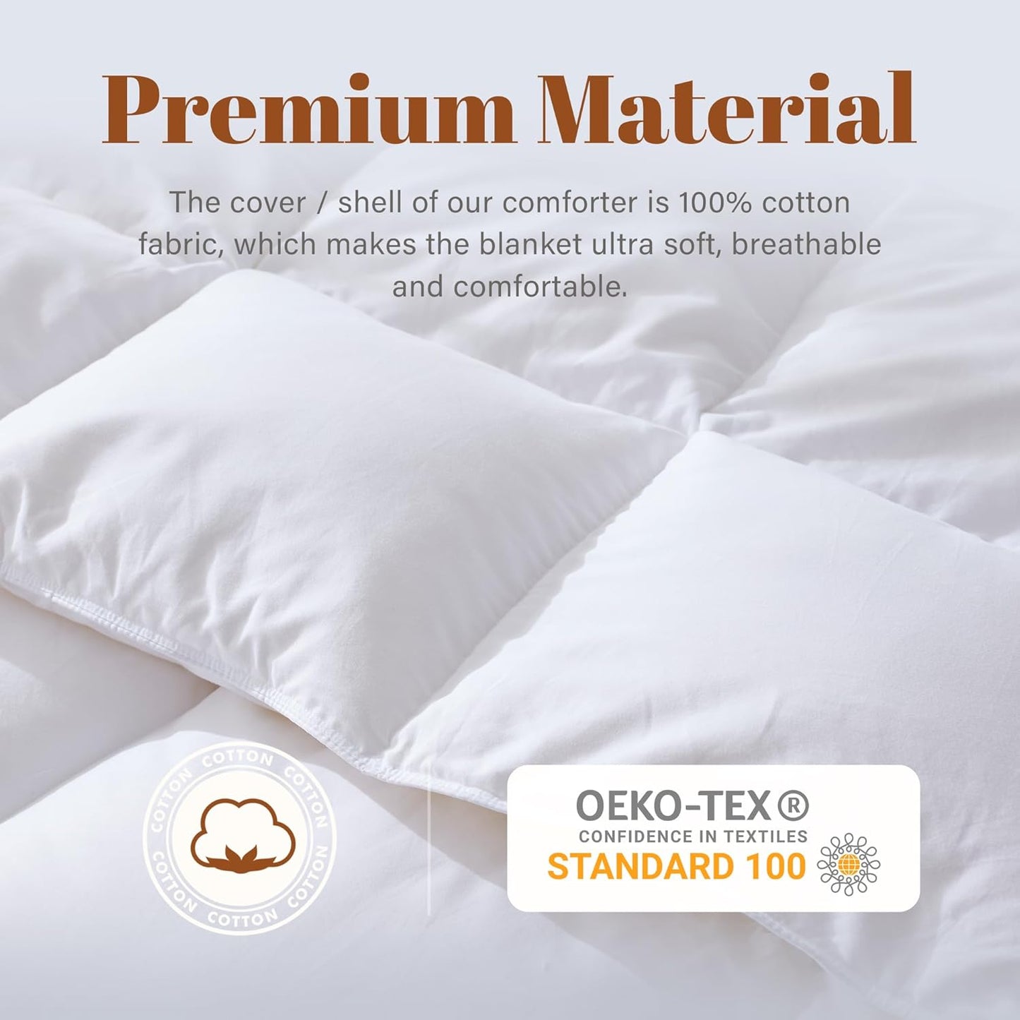 Cosybay Twin Size Feather Down Fiber Comforter - Ultra Soft 100% Cotton Duvet Insert, All Season Hotel Luxury Bedding with Corner Tabs, 68"x90" White