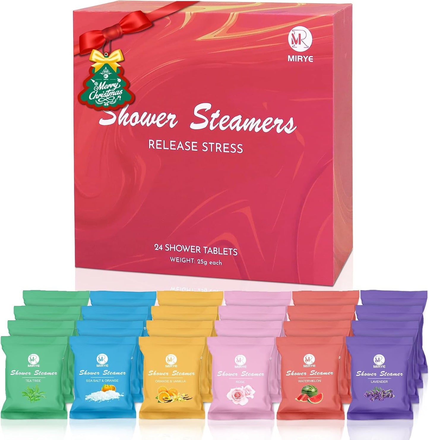 Shower Steamers Aromatherapy Birthday Gifts for Women Men, 24-Pack Stress Relief Organic Shower Bombs with Essential Oil, Stocking Stuffers White Elephant Christmas Gifts for Mom Wife Friends