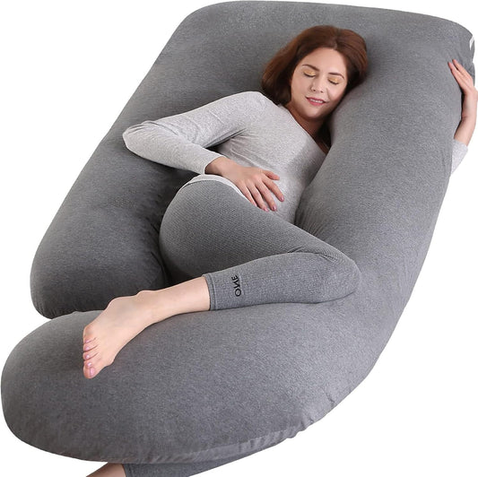 BATTOP Pregnancy Pillow for Sleeping, Full Body Pillow for Pregnancy Women with Removable Cover, 57 Inch Maternity Pillow, Support for Back, Legs, Belly, HIPS（Black Drey）