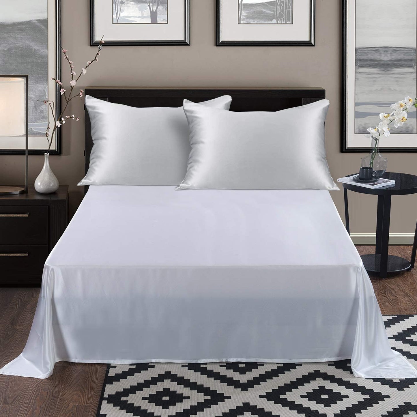 ALASKA BEAR 20 by 54 Silk Pillowcase Couple Womens and Mens Pillow Slip Washable, Body Size(1 Pack, Silver Grey)