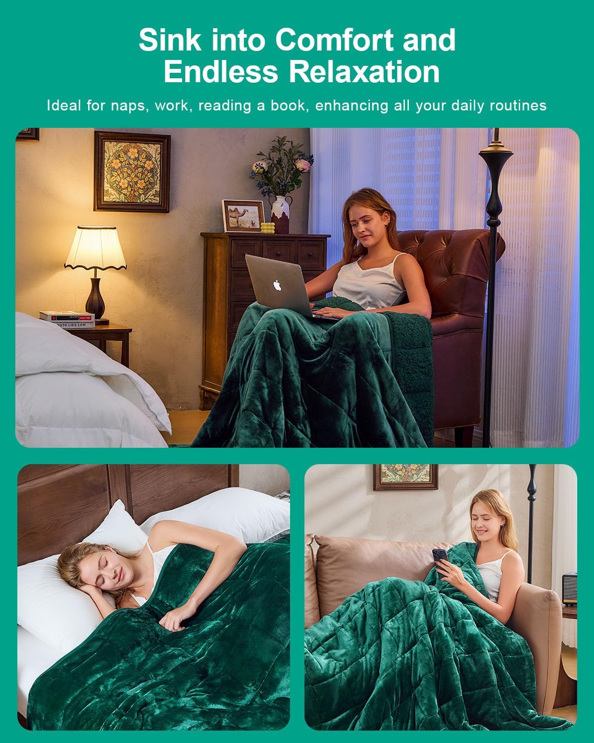 Super Fuzzy Soft Sherpa Fleece Weighted Blanket, 15 lbs Dual Sided Fluffy Heavy Weighted Blankets for Adults - No Bunching with Double Layers of Soft Inner Lining (48"x 72", 15 Pounds)