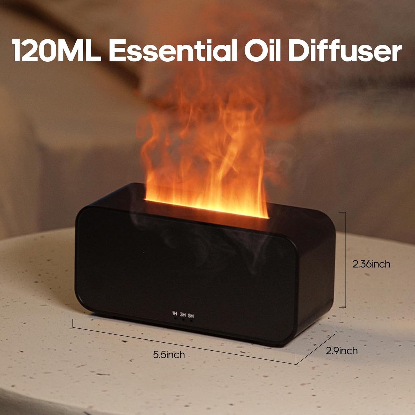 Essential Oil Air Diffuser Flame Oil Diffusers for Home,Colorful Water Vapor Fireplace Fire Humidifier for Aromatherapy Aroma Therapy Cordless Machine Room Bedroom