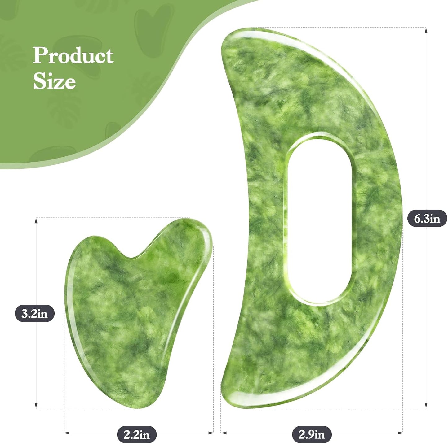 3 PCS Jade Stone Gua Sha Massage Tool Large Guasha Board with Handle Muscle Scraping Massage Tools Body Sculpting Anti Cellulite Spa Acupuncture Tools,Full Body Deep Tissue Massage